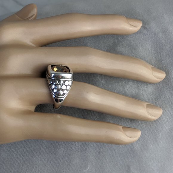 CITRINE STERLING SILVER Square Cut Dot Band Ring - Picture 4 of 15